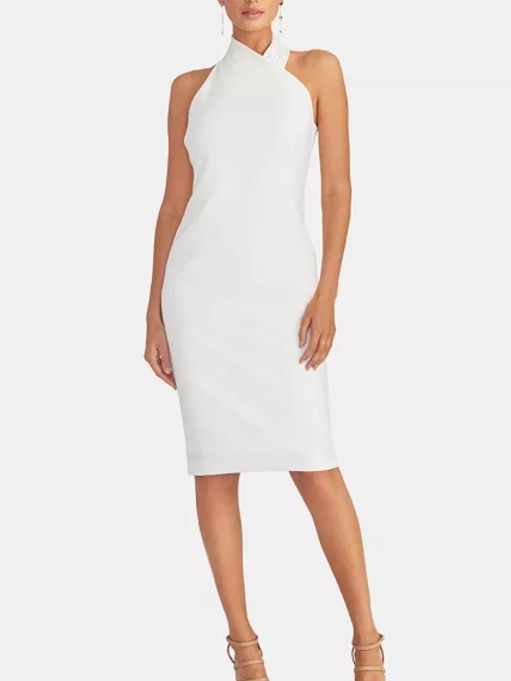 NEW RACHEL Rachel Roy Sleeveless Halter Sheath Dress eggshell white